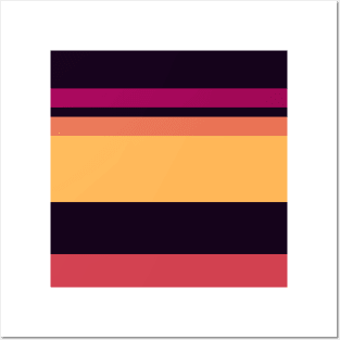 An unthinkable composition of Almost Black, Jazzberry Jam, Faded Red, Light Red Ochre and Pastel Orange stripes. Posters and Art
